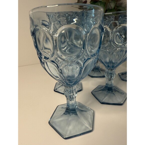 Fostoria Moonstone Light Blue 2882 Stem 6.5in.  Water Goblets Set Of 6 - Picture 3 of 8